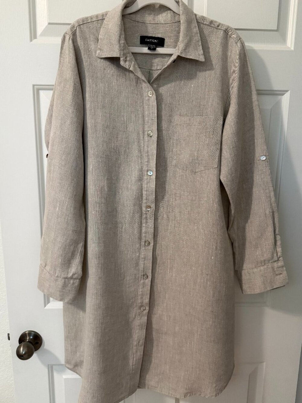 NWOT - Karen Kane Linen Shirt Dress - Color: Flax - Size L